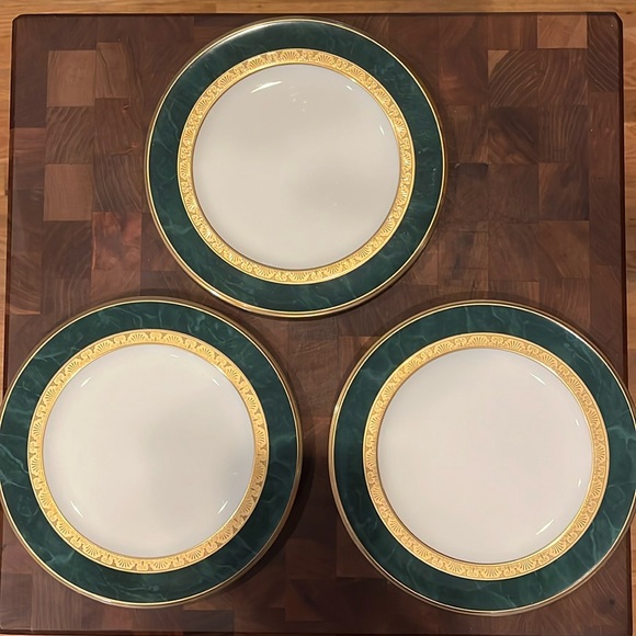 3 Noritake Fitzgerald NWT salad plates. Bone china. 8 1/2”. green, gold, cream - Picture 1 of 4